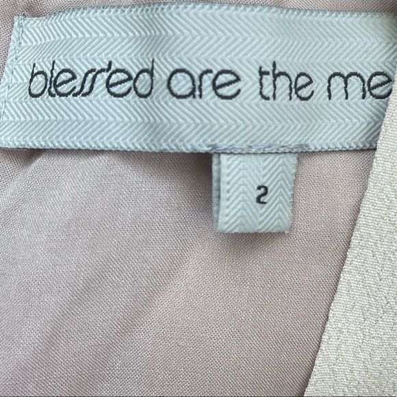 neutral pink embellished beaded mini dress with fringe (2) - Picture 6 of 6